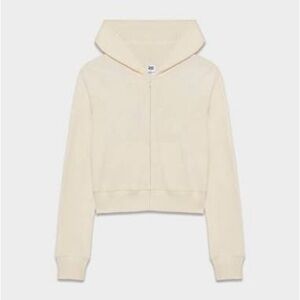 Aritzia Tna Cream Waffle Knit Zip Hoodie – Loungewear, Cropped Fit, Cozy Neutral